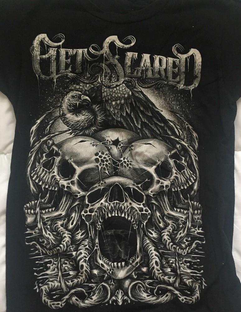 

Vintage Get Scared Band Men T-shirt Black Short Sleeve All Sizes S-4XL JJ883 L
