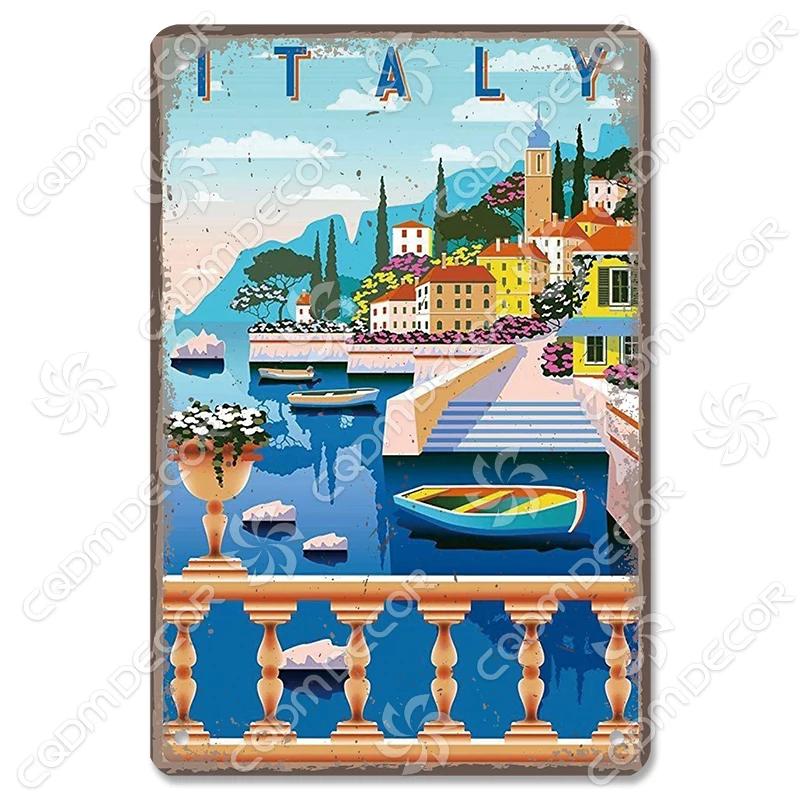 Scenografia della Capitale Insegna di Latta Piastra di Metallo Canada Messico Grecia Dubai Poster in Metallo Decorazione Murale Vintage per Caffè Soggiorno Casa