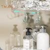 Bathroom Storage Rack with Hooks Transparent Wall-mounted Punch-free Self-adhesive Great Load Bearing Anti-slip Cosmetic Toothpaste Sink Oaganizer