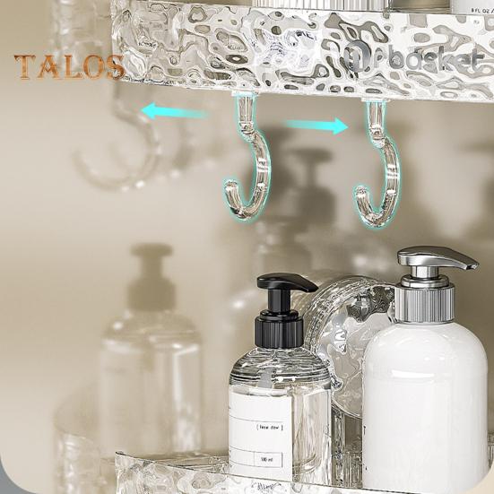 Bathroom Storage Rack with Hooks Transparent Wall-mounted Punch-free Self-adhesive Great Load Bearing Anti-slip Cosmetic Toothpaste Sink Oaganizer