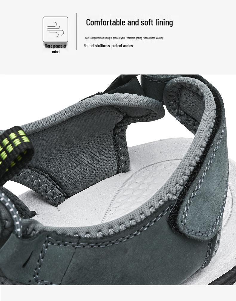 Men's Summer Closed-Toe Leather Sandals for Casual Outdoor Hiking and Beach Activities