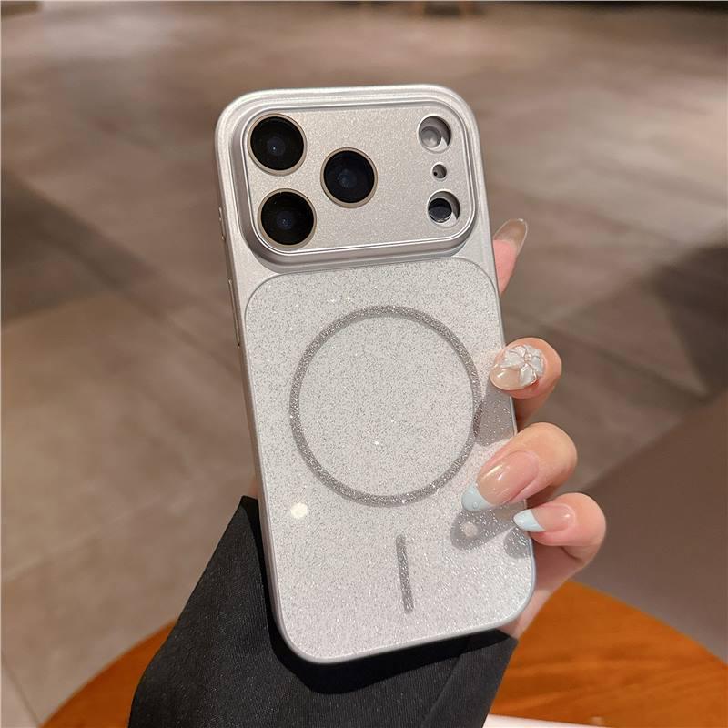 

Glitter Ring Magnetic iPhone 17 Case with Large Window, Drop-proof for Apple 16 Pro Max and 15 15 белый