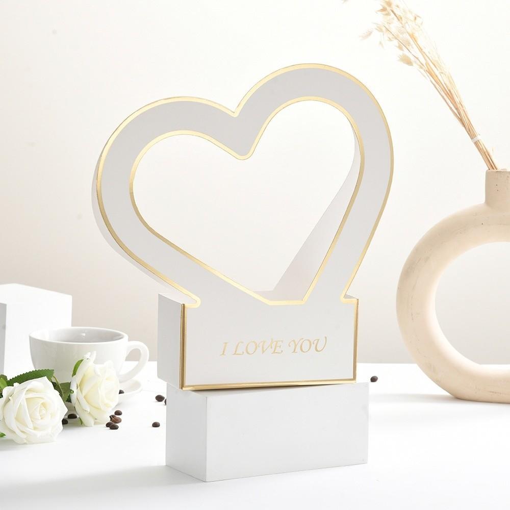 2Pcs Heart-Shaped Flower Wrapping Paper Box Handheld Foldable Portable Bouquet Packaging Box Gift Packing Box