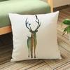 Christmas Reindeer Head Home Decorative Sofa Throw Pillow Couch Cushion Cover Cream Color Linen Deer Animal Print Pillow Cover