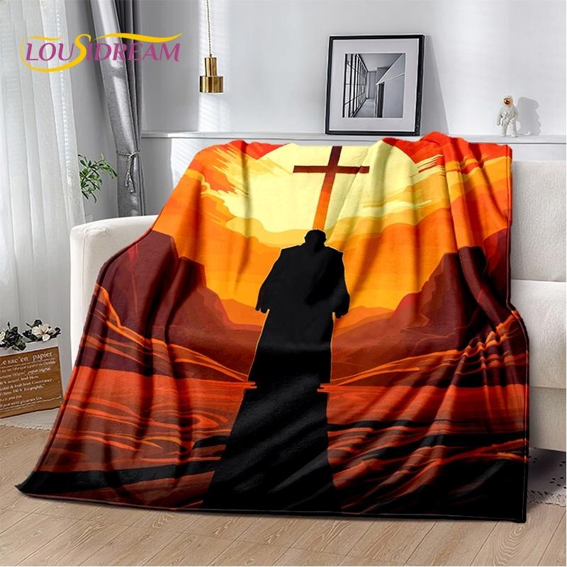 New 3D Pray Holy Bible Cross Jesus Soft Blankets,Keep Warm Throw Blanket Comfortable Blanket for Picnic Beds Sofa Home Bedroom