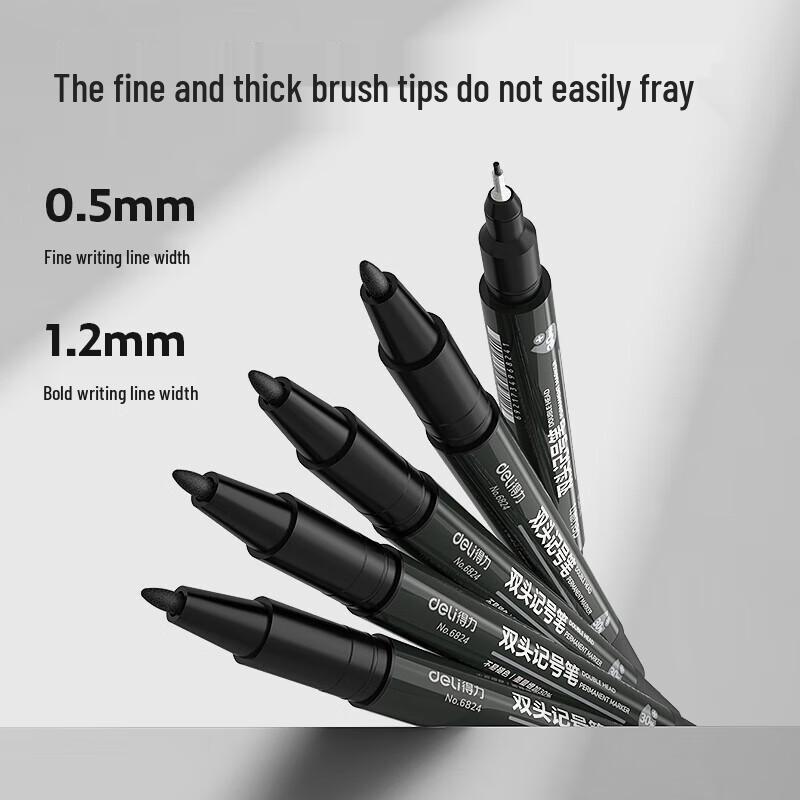 Deli Dual-Tip Permanent Marker Pens