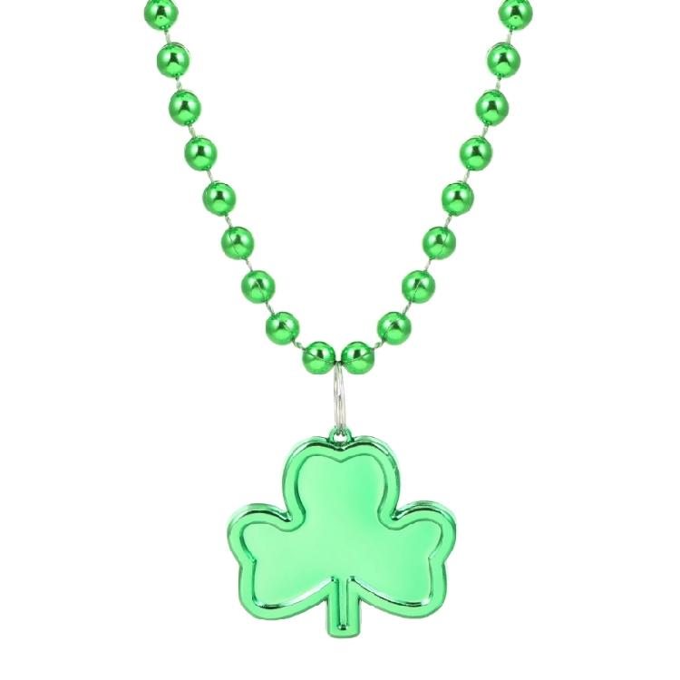 

Green Shamrock Beads Necklaces St Patricks Day Irish Lucky Grass Bead Necklace 1