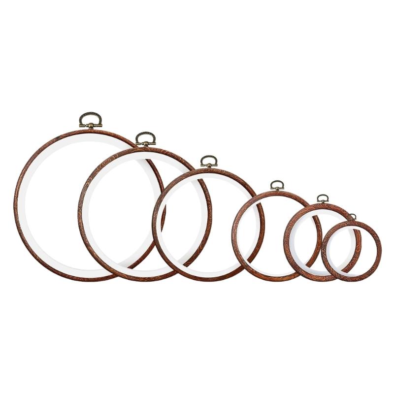 

6Pcs Round Rubber Embroidery Hoops Adjustable Stitching Frame Embroidery Craft Tool for Beginner Needlecraft Project 1