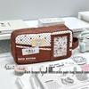 Xiaohongshu Pink & White Cat Pencil Case - Korean Style Girly Cartoon Stationery Bag