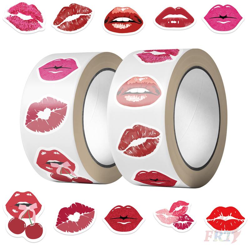 500Pcs/Roll Blazing Red Lips Kids Rewards Stickers - DIY Scrapbooks Album Decor Sealing Label Decals
