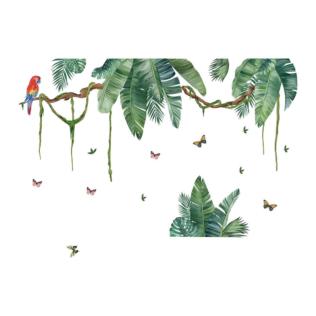 Watercolor Leaf Butterfly Bird Plant Wall Stickers for Living Room Decor Children Kids Room Bedroom Decoration Wall Decals