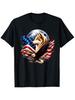 Wolf Eagle American Flag Moon Graphic T-shirt