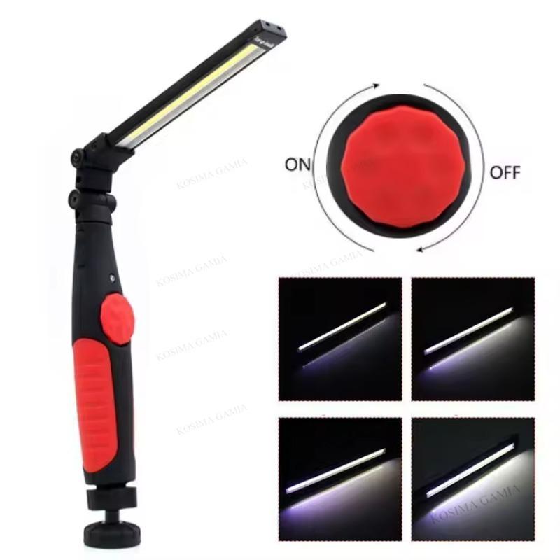 Collapsible COB LED Work Light USB Rechargeable Magnet Inspection Light Mechanic Flashlight Folding Hook Camping Repair Lights