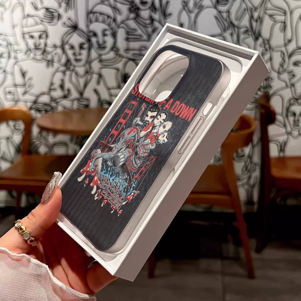 Metal Band System Of A Down Phone Case For IPhone 17 16 15 14 13 12 11 Corrugated Frosted Soft Cover Anti-Slip