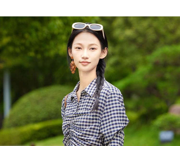 Age Reducing Temperament Plaid Short-sleeved Dress