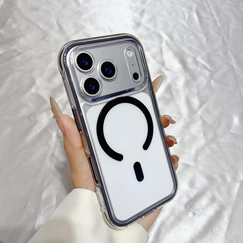Custodia Magnetica Paraurti Trasparente Antiurto 2 IN 1 per For Iphone 16 1 14 Plus 13 12 11 17 Pro Max Per Cover Posteriore Ricarica Wireless