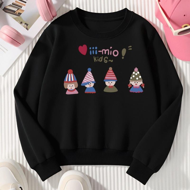 Kids Crewneck Long Sleeve Sweatshirt,Cute Smiling Kids in Hats Print 110