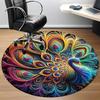 1pc Peacock Feather Mandala Office Round Area Rug, Under Office Chairs Bedroom Living Room Home Decor, Room Deco