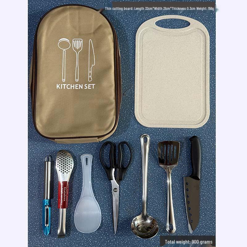 8-Piece Portable Stainless Steel Camping Cookware & Cutlery Set
