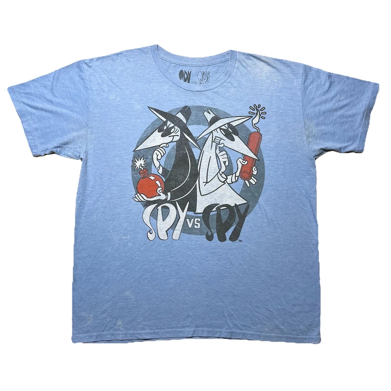 Spy vs Spy MAD Magazine Graphic T Shirt Mens XL Blue Heather Vintage Cartoon Tee XL