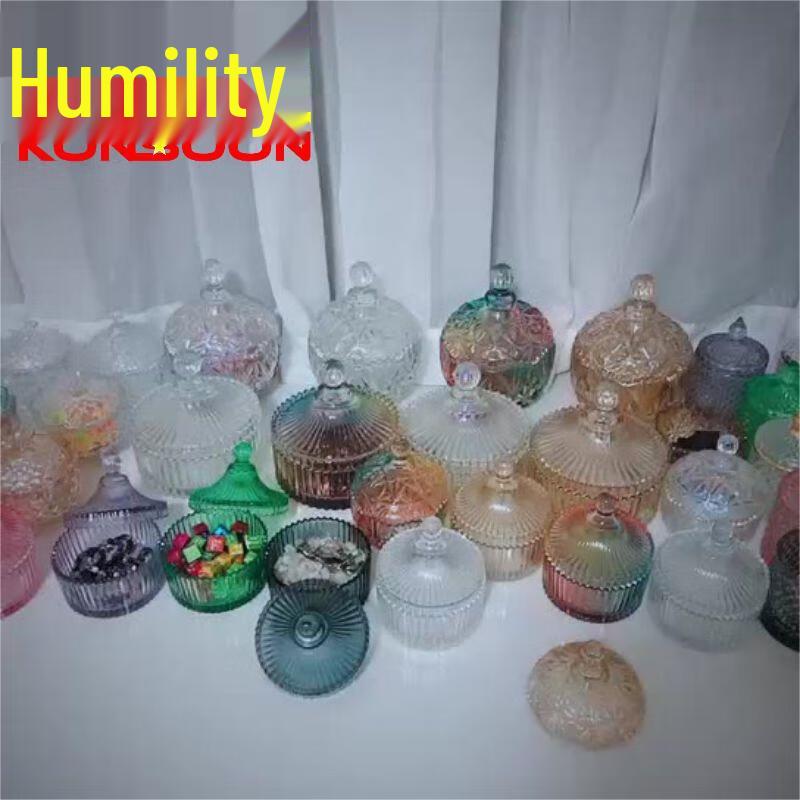 Qianxing Electroplated Colorful Glass Candy & Snack Jar with Crown Lid (Set of 2)