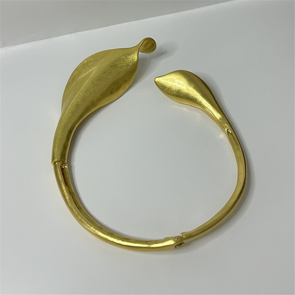 Tooxika Summer New Niche Personalised Gold Leafy Flower Collar Exaggerated Funky High Feeling Open Necklace