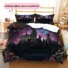 Oil Painting Style Castle Pattern Bedding Quilt Set  Home Decoration  Gift (1 * duvet cover + 2 * pillowcase  without core)