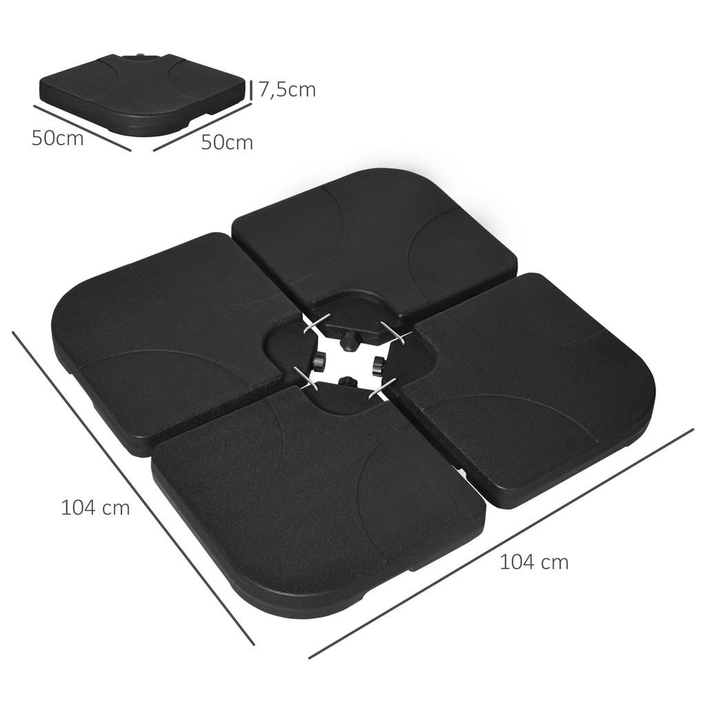 Weight Plates for Parasol Bases, Fillable, Weatherproof, 104cm X 104cm X 7.5H Cm, Black