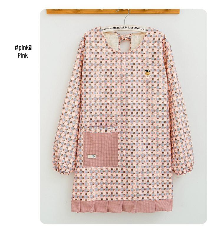 2023 Women's Long Sleeve Printed Kitchen Apron - Oil-Proof Fashion Smock for Cooking