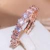 925 Stamp Fashion White Zirconia Row Diamond Ring Women Slim Rose Gold Ring Party Wedding Birthday Gift