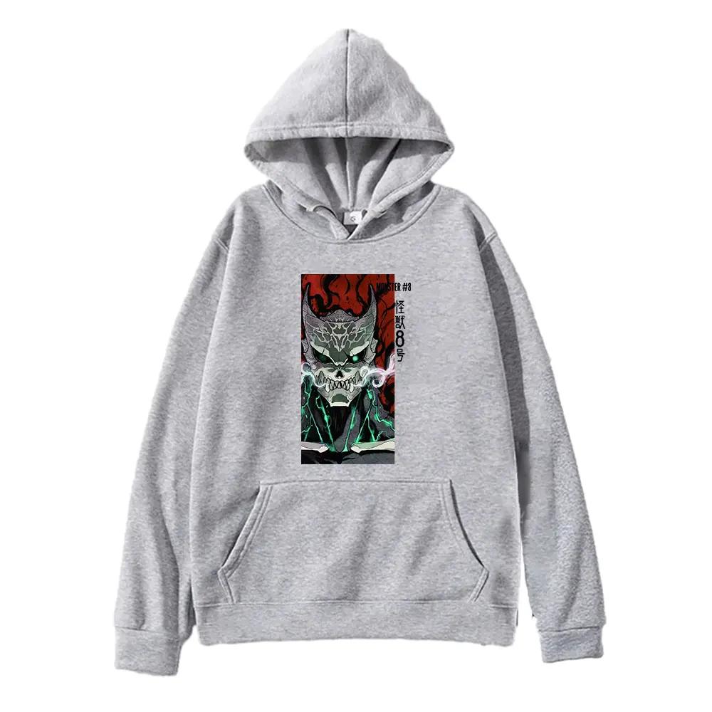 Manga Kaiju No.8 Print Sweatshirt Fall Long Sleeve Fleece Soft Hoodies Harajuku Oversized Anime Printed Streetwear Clothing