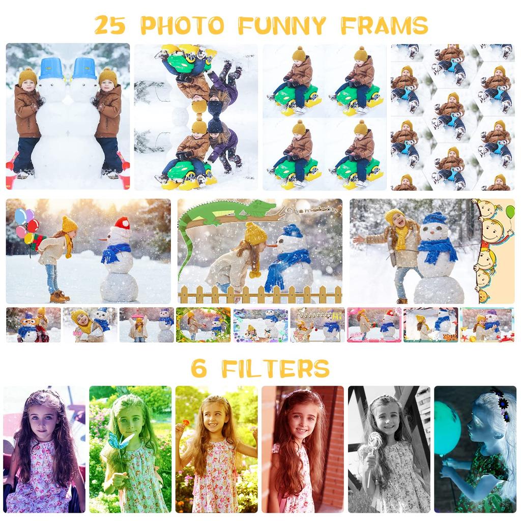 ARNSSIEN Kinderkamera, Flip-Lens-Kamera für Kinder, Zoll IPS LCD Digitalkamera mit Silikonhülle, Kinder-Selfie-Kamera für 3 4 5 6 7 8 9 10 Jahre Mädchen