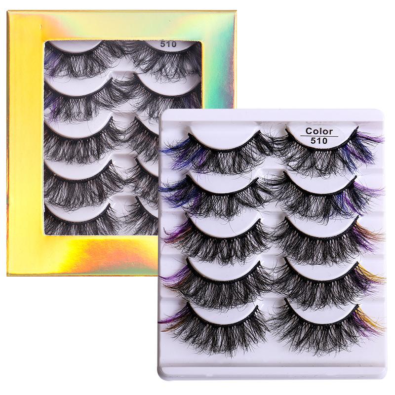5 Pairs Of Colored Fried False Eyelashes, Naturally Thick Curled Imitation Mink Eyelashes