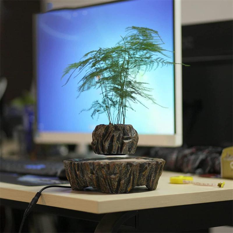 Levitating Plant Pot Magnetic Floating Plant Pot 360 Degree Rotating Bonsai Home Desk Decor for Living Room Office Bar Birthday