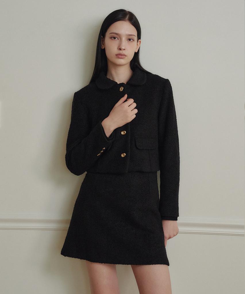 MARROT Petit Collar Wool Tweed Jacket_Black