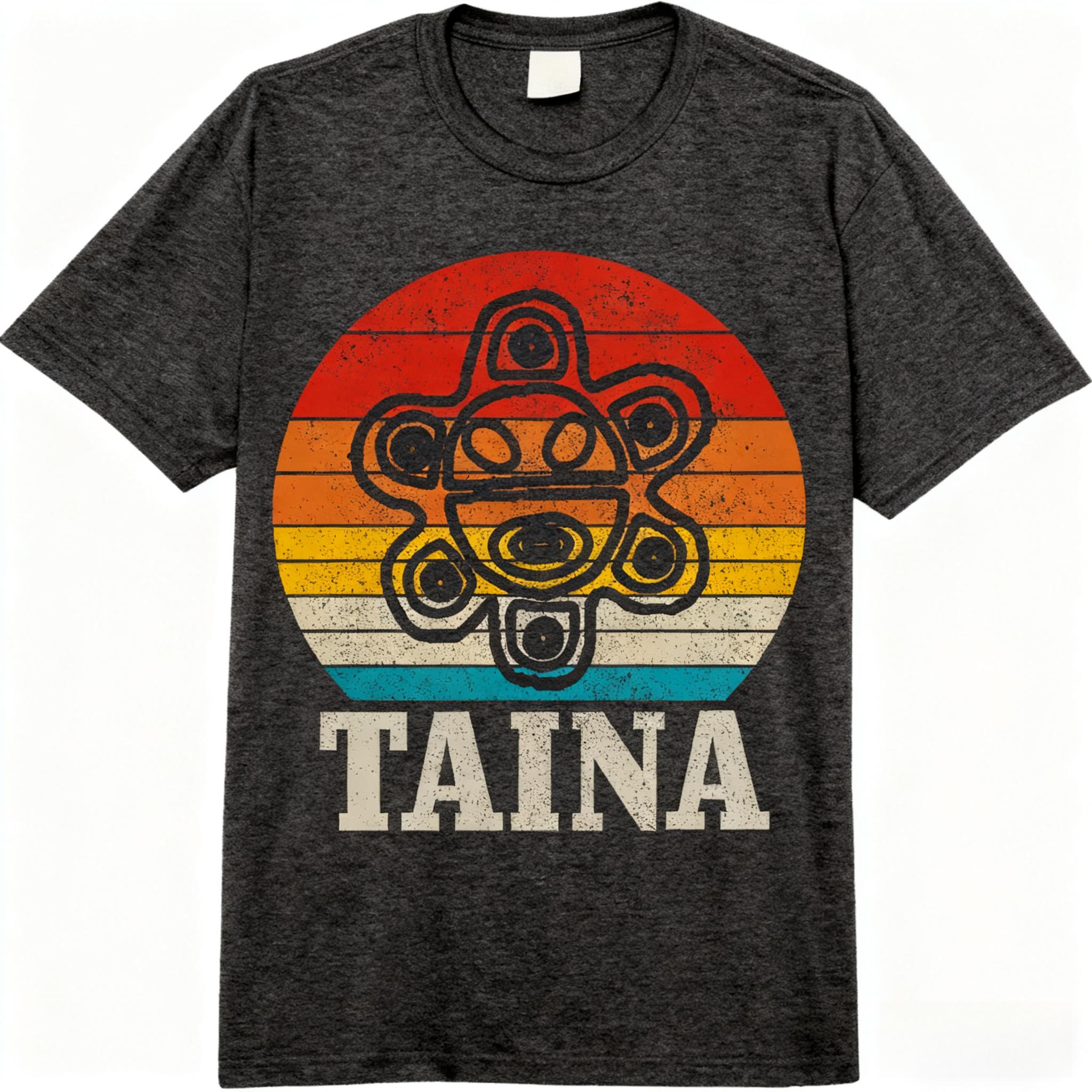 

Taina Sun Vintage Puerto Rico Boricua Taino Boriken Comfort Colors Adult Heavyweight Unisex Fashion Loose 100% Cotton T-Shirt 4XL