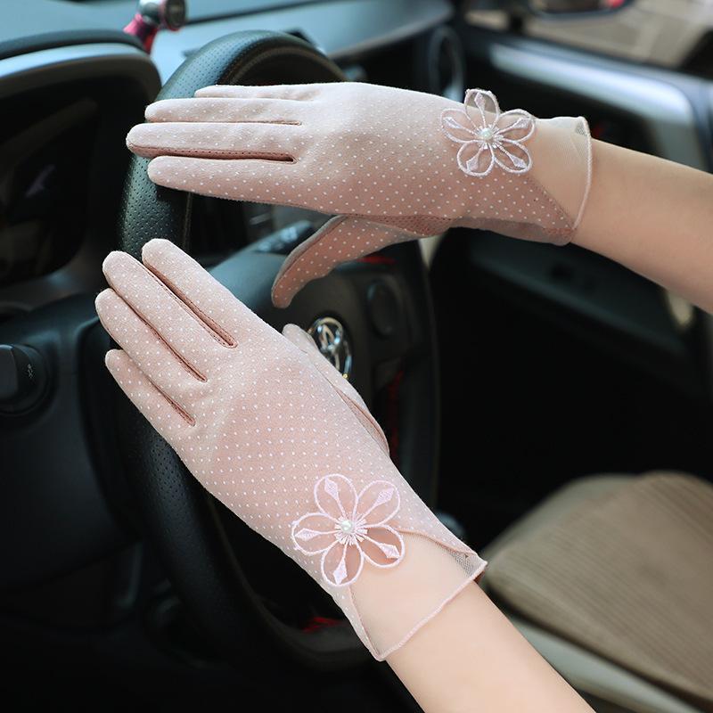 Women’s Summer Lace UV Protection Gloves, Short Touchscreen Anti-Slip Breathable Gloves for Driving Cycling
