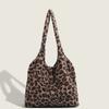 Leopard Print Fur Bag Women's New Winter College Style Tote Bag Large Capacity Japanese Single-shoulder Plush Bag