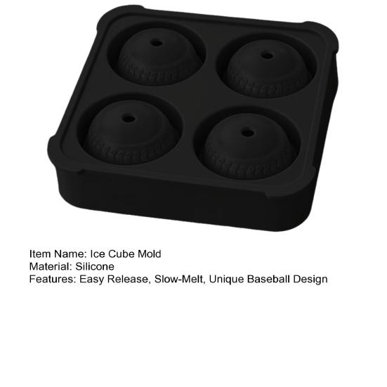 Baseball Ice Cube Tray with Lid Silicone Sphere Mold for Whiskey Cocktails Easy-Release BPA-Free Ice Ball Maker Creative Gift for Sports Fans