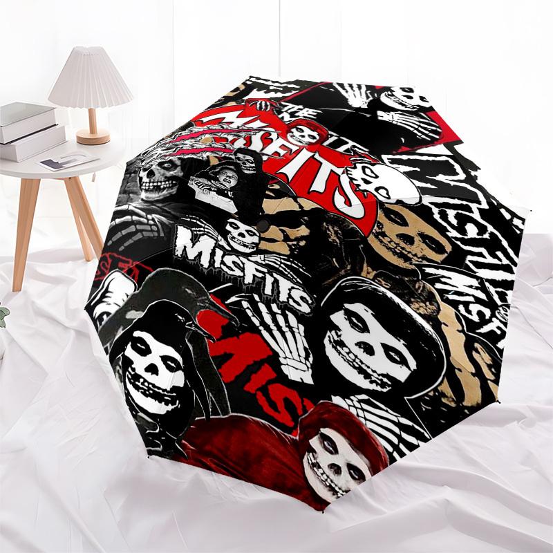 1pc Misfits Skulls Automatic Open, Windproof, Compact Travel Umbrella, Gift for Birthday, Christmas, Business 93028