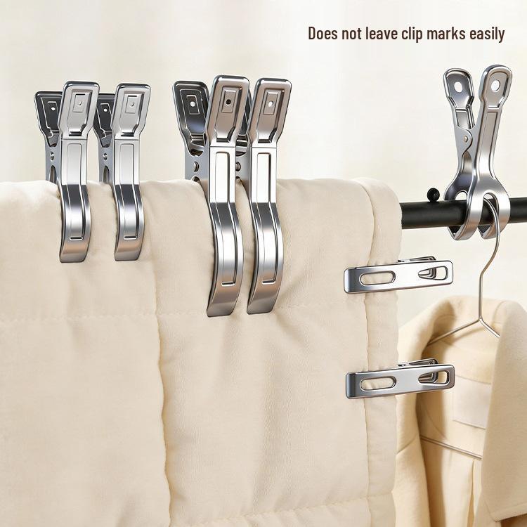 Stainless Steel Windproof Clothes Pins and Hangers Set for Drying and Sunning Quilts