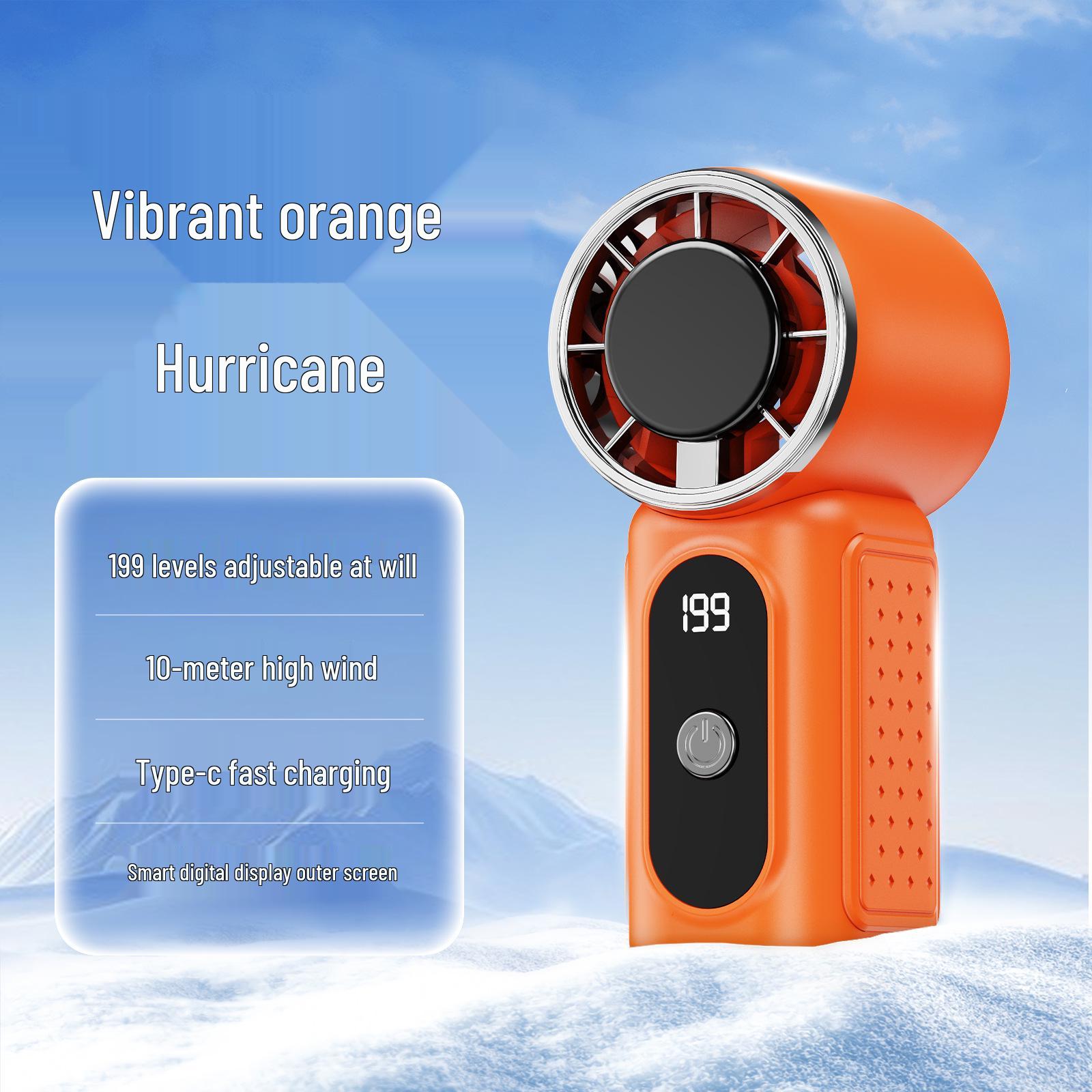 Portable USB Chargeable Mini Fan with Digital Display and Silent High-Speed Turbine for Outdoor Cooling 95*45*41mm
