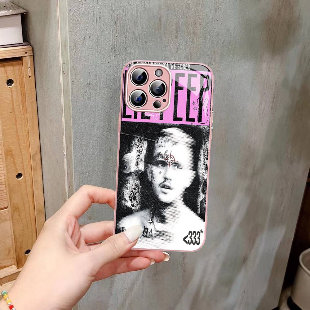 Singer Rapper L-Lil Peep Tempered Glass For Iphone 14 13 12 11 Pro Mini XS MAX 14Plus X XS XR Cover
