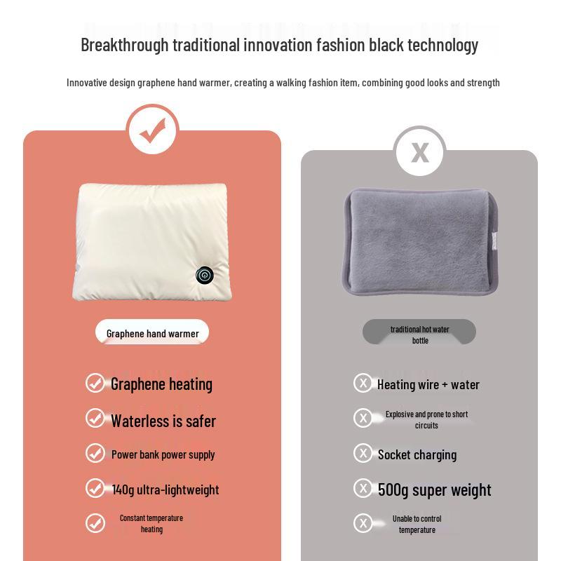 USB Rechargeable Graphene Hand Warmer Bag for Outdoor Infrared Warmth