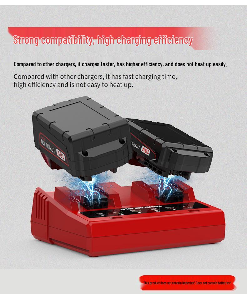 Milwaukee-Compatible Dual Slot Fast Charger for M18 Power Tools (3A)