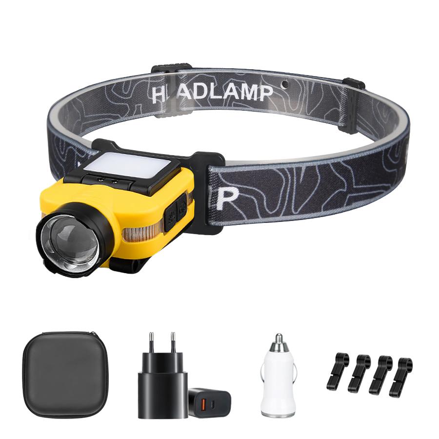 Mini Portable LED Induction Headlampt Built-in Battery Type-c Charging 5 Lighting Modes Ultra Bright Outdoor Hunting Flashlight