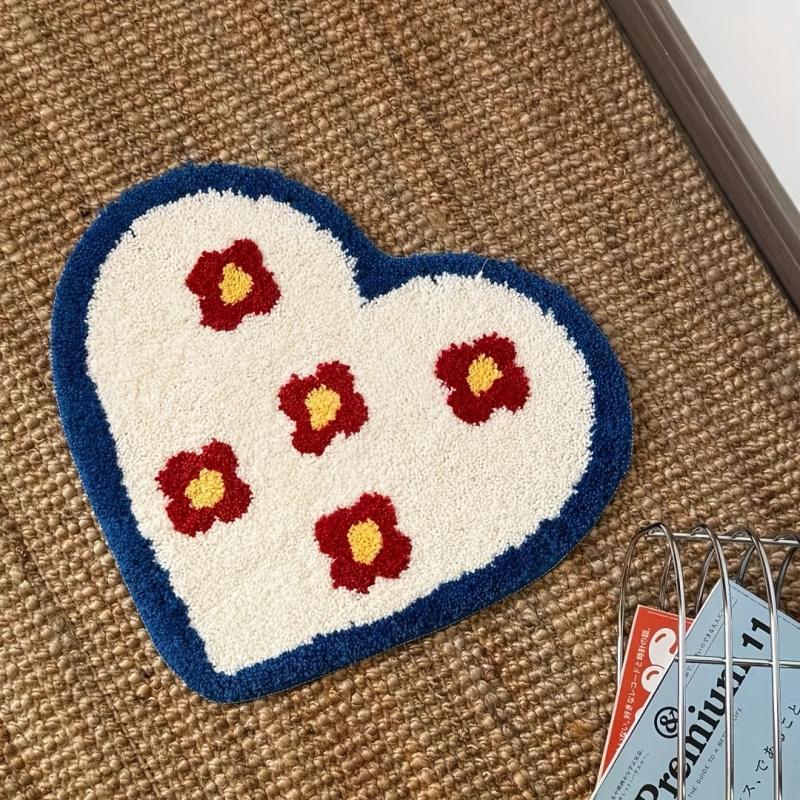 Adorable Colourful Heart-Shaped Puffy Art Rug Entrance Hall Bedroom Living Room Decorative Rug Home Decoration