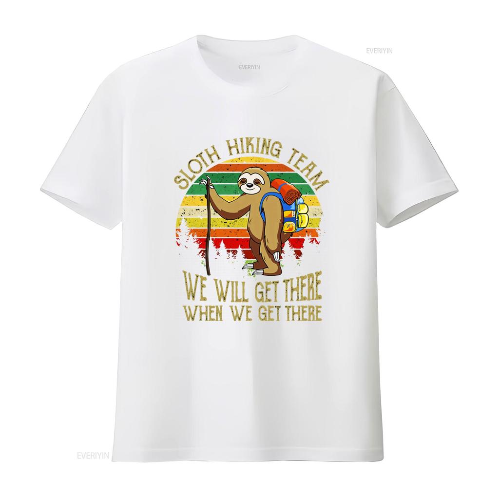 Sloth Hiking Team T Shirt For Lover Traveling  vintage Washed Top For Everyday Wear streetwear Slightly Breathable fashion