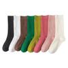 Autumn/Winter Women's Long Tube Striped Cotton Socks - Breathable, Sweat-Absorbent, Boneless Pile Design.