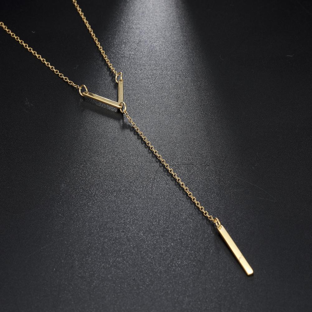 V Shaped Necklace with Bar for Women Stainless Steel Gold Chain Necklaces Party Jewelry Gifts